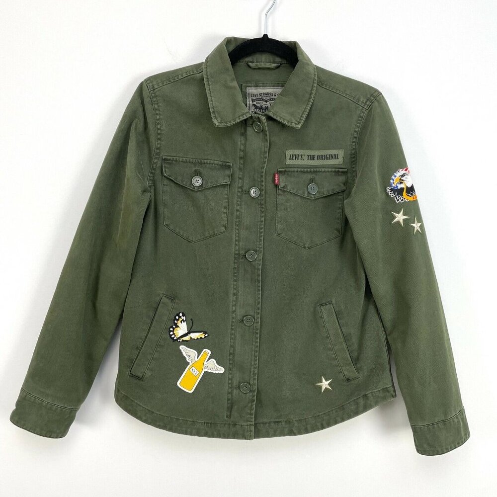 Levis Womens Green Military Jacket Patch Size Sma… - image 2